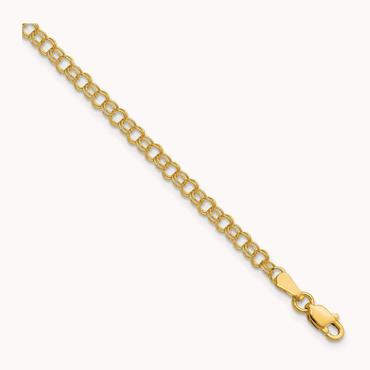 Solid Double Link Charm Bracelet — 6mm