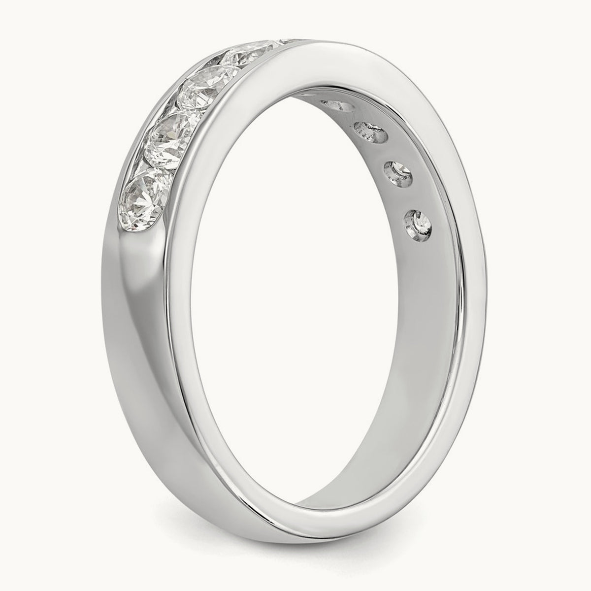 9-Stone Diamond Channel Band, 14K White Gold