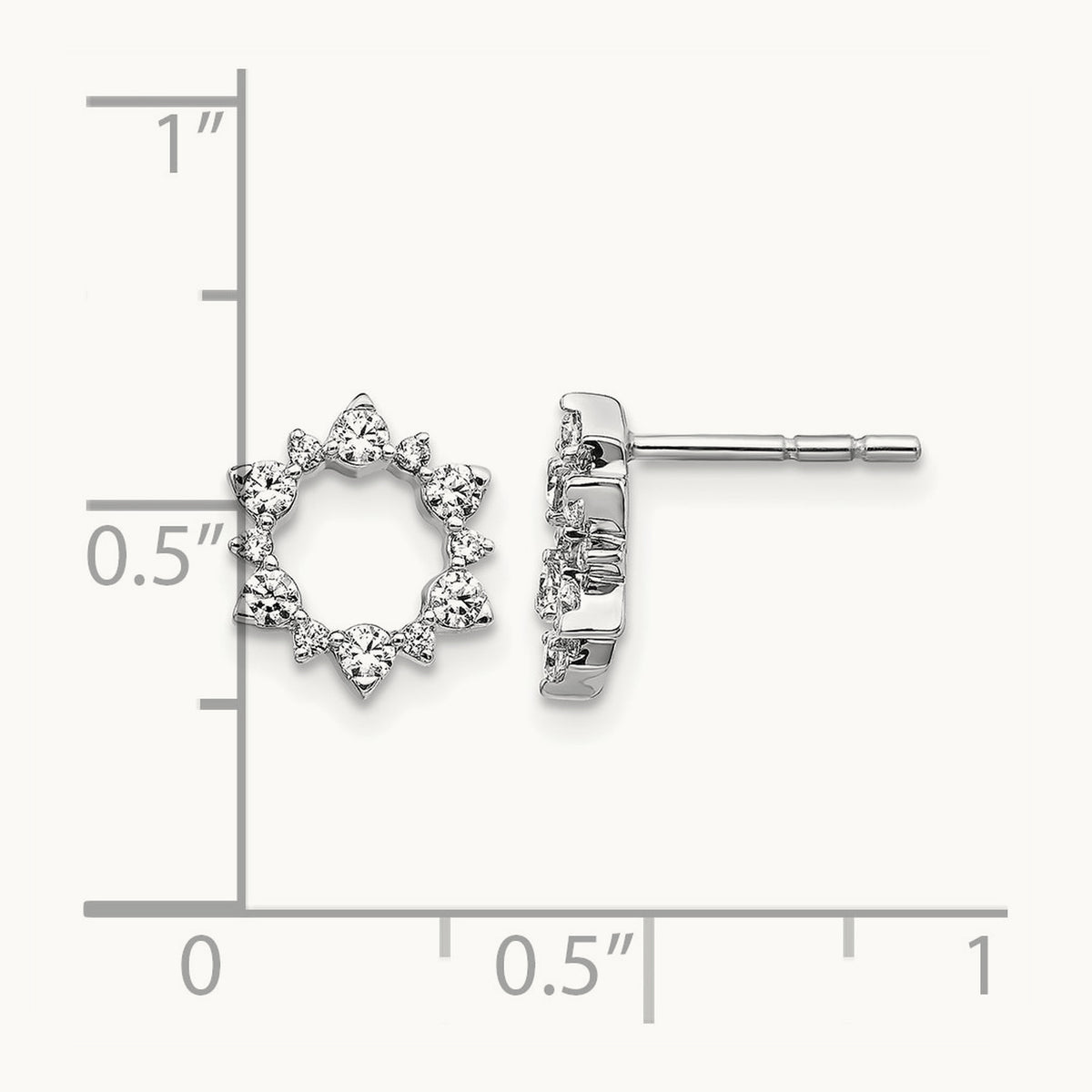 Diamond Fancy Sunburst Earrings, 14K White Gold