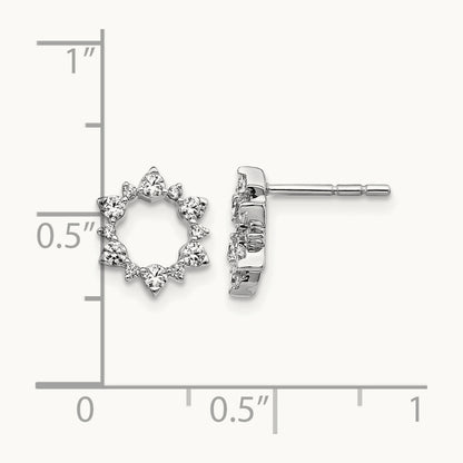Diamond Fancy Sunburst Earrings, 14K White Gold