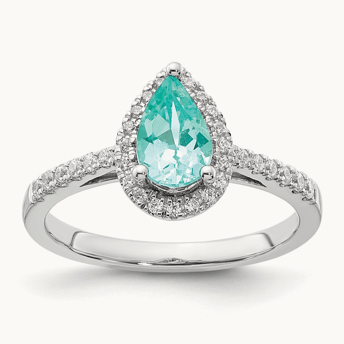 Created Paraiba Ring, 0.25 ct tw Lab-Grown Diamond