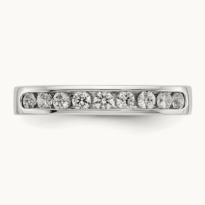 9-Stone Diamond Channel Band, 14K White Gold