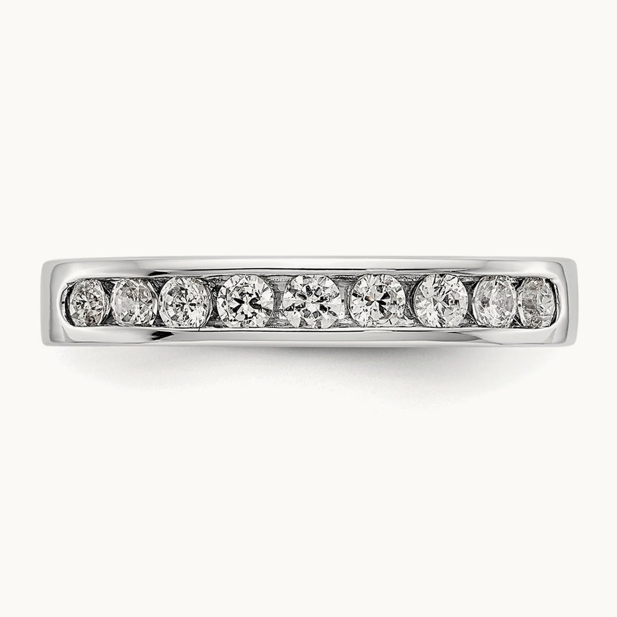 9-Stone Diamond Channel Band, 14K White Gold