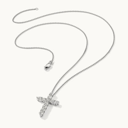 Diamond Cross 18 inch Necklace, 14K White Gold