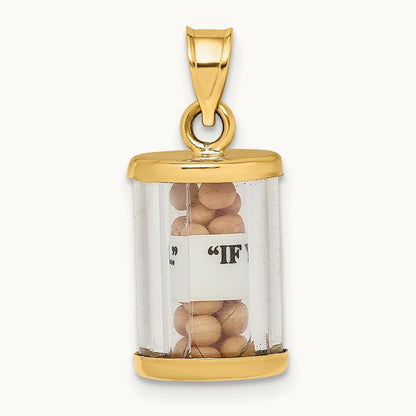 3-D Mustard Seeds Matthew 17 Scroll Pendant, 14K