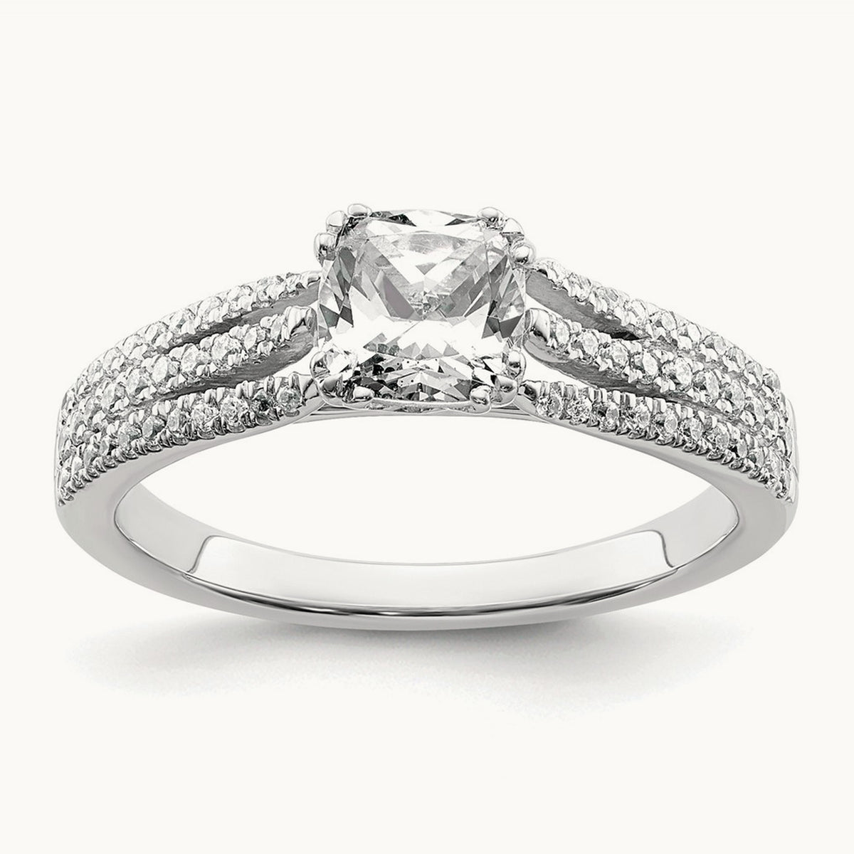 3-Row Cushion Semi-Mount Engagement Ring — 3/4 ct, 7