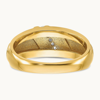 w/ White RH IBGoodman Men's Polished & Satin AA Diamond Ring, 14K