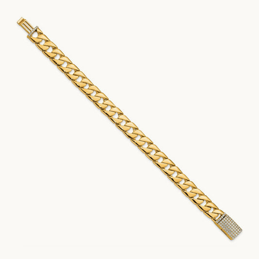 Hand-polished Fancy Link Diamond Clasp Bracelet — 10.2mm