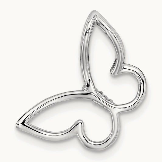 Polished Butterfly Diamond Chain Slide — 14K White Gold