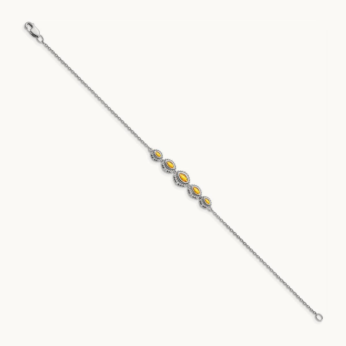 Marquise Citrine Bracelet, 14K White Gold