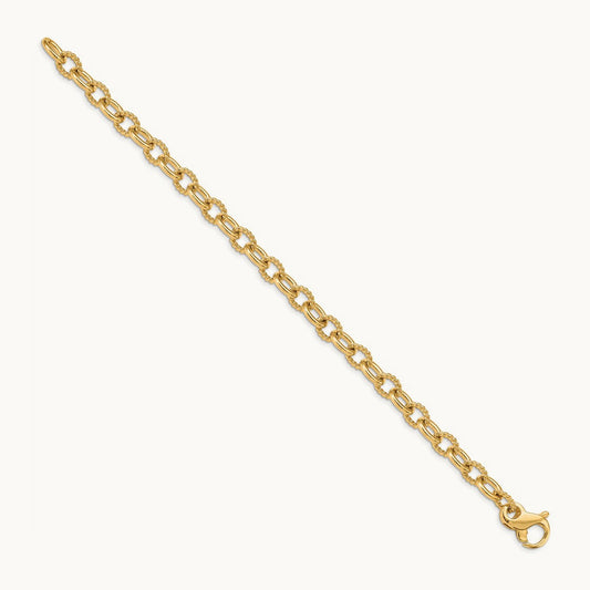 Hand-polished Fancy Link Bracelet, 7.8mm, 14K