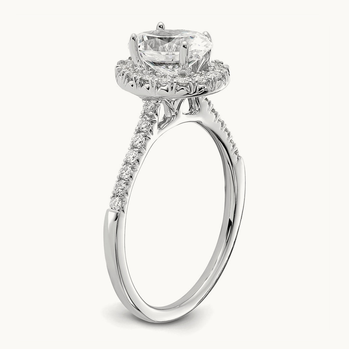 Oval Halo Engagement Ring, 0.25-2.50 ct tw Lab-Grown Diamond — 14K White Gold