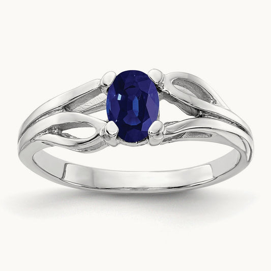 6x4mm Oval Sapphire ring, 14K White Gold