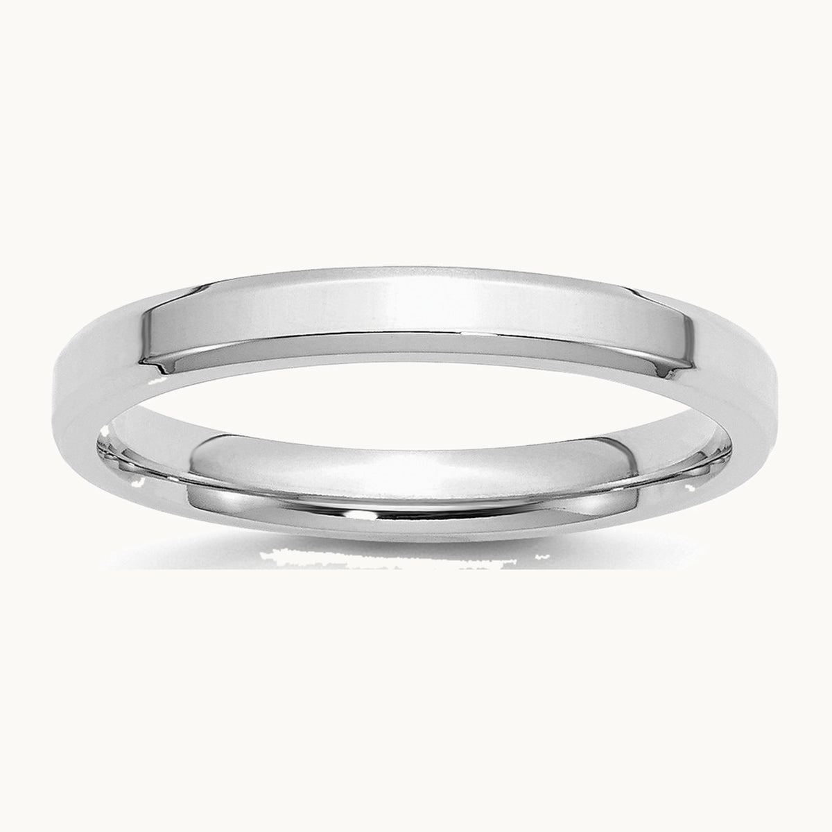 Sterling Silver Rhodium-plated 3mm Bevel Edge Band