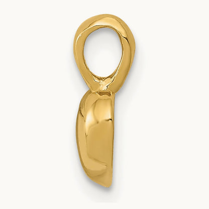 Polished Domed Heart Charm — 14K Yellow Gold