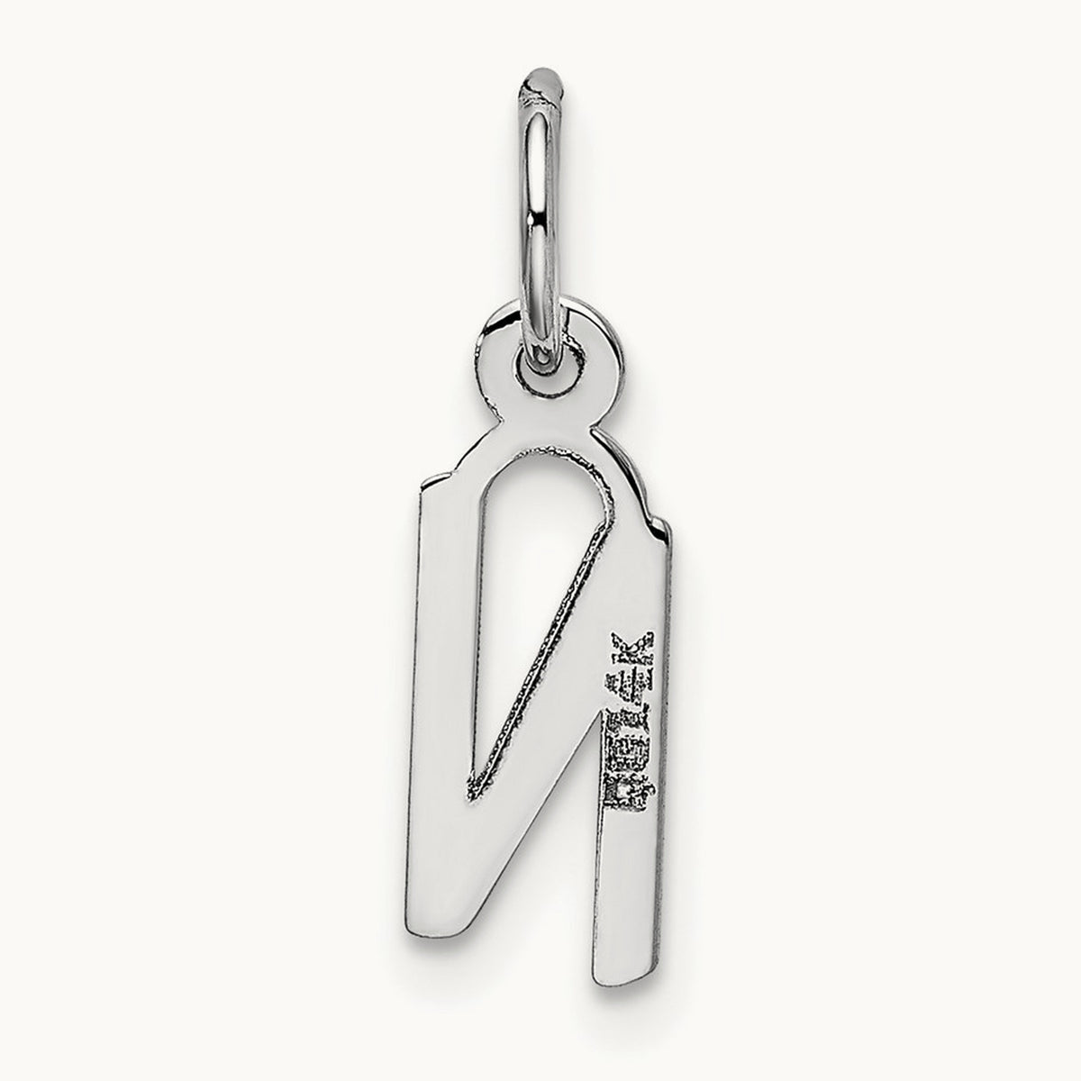 Small Slanted Block Initial Charm — 14K White Gold, N