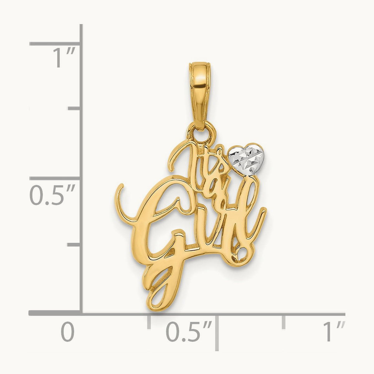 D/C Heart It's A Girl Pendant, 14K with White Rhodium