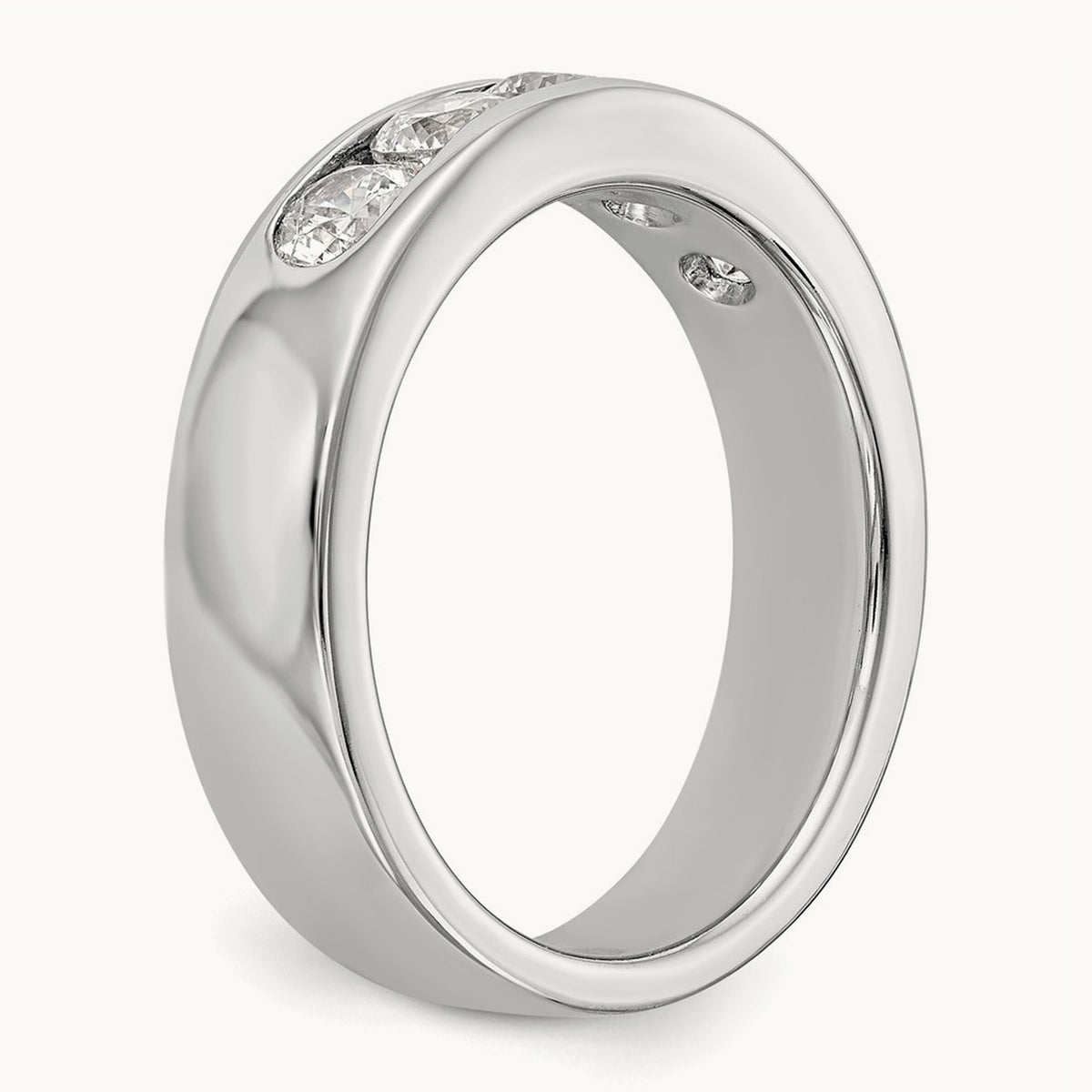 5-Stone Diamond Channel Band, 14K White Gold
