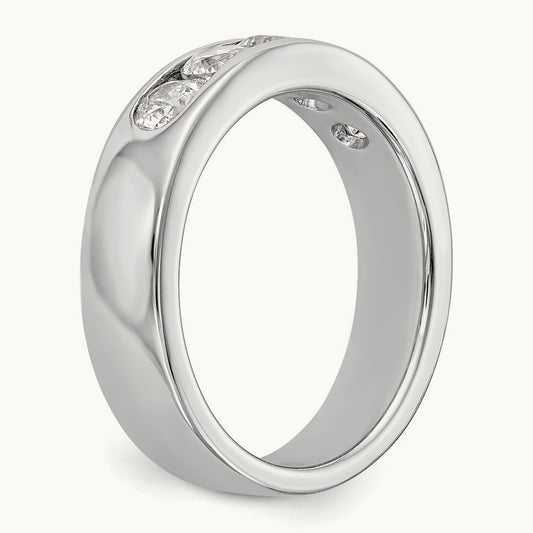 5-Stone Diamond Channel Band, 14K White Gold