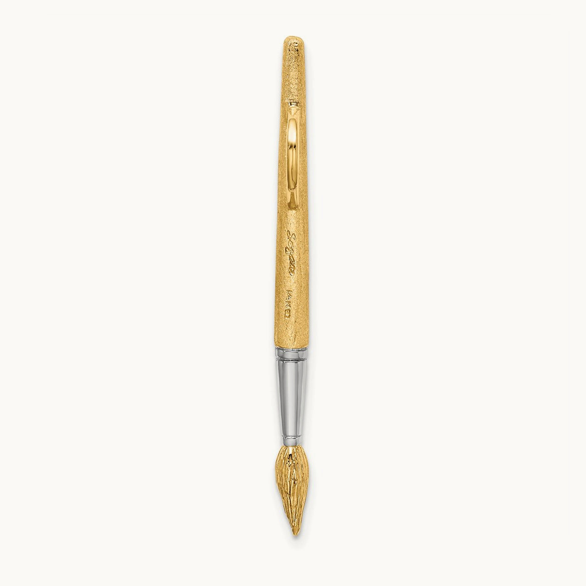 w/Rhodium 3-D Water Paint Brush Charm, 14K