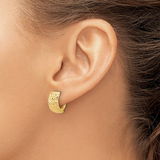 Polished and Diamond-cut Omega Back Earrings — 10K Yellow Gold