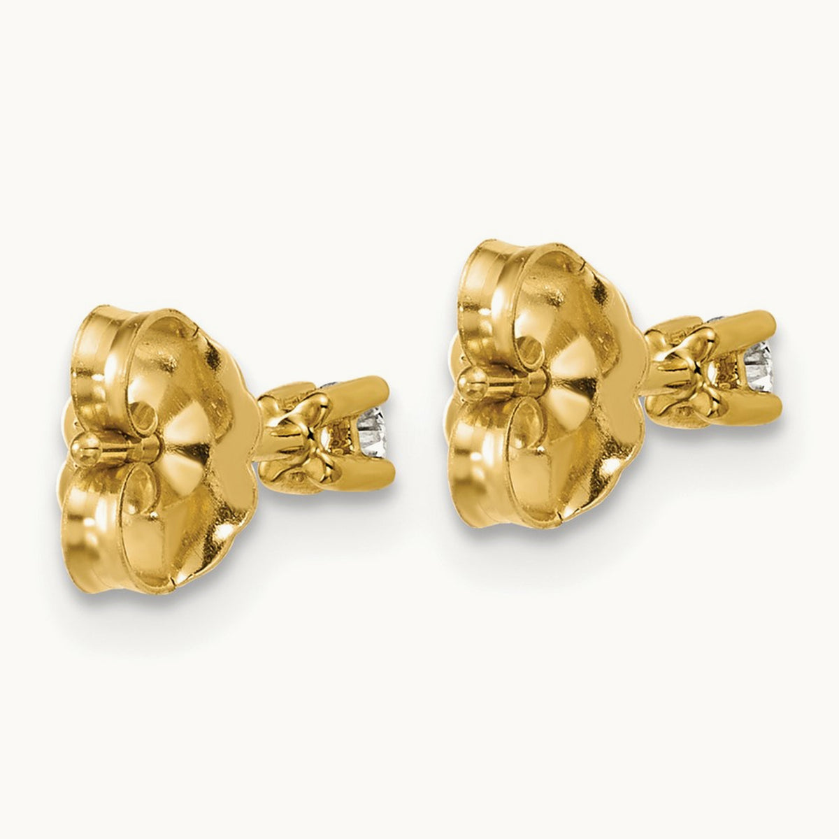 Round Heavyweight Stud Earrings, 0.10-7.00 ct tw Lab-Grown Diamond — 1/10 ct, VS (Best), push back, 18K Yellow Gold