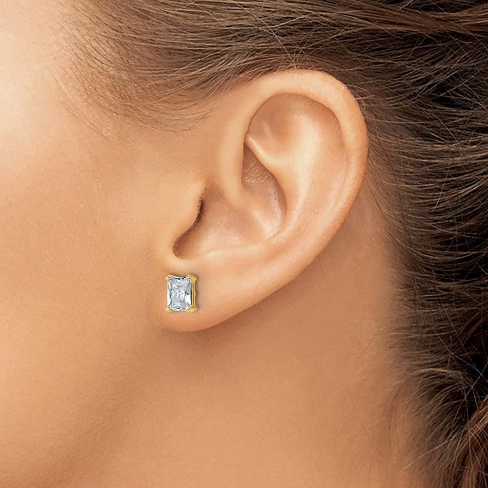 Radiant Four-Prong Stud Earrings, 0.50-6.00 ct tw Lab-Grown Diamond — 3 ct, 14K Yellow Gold