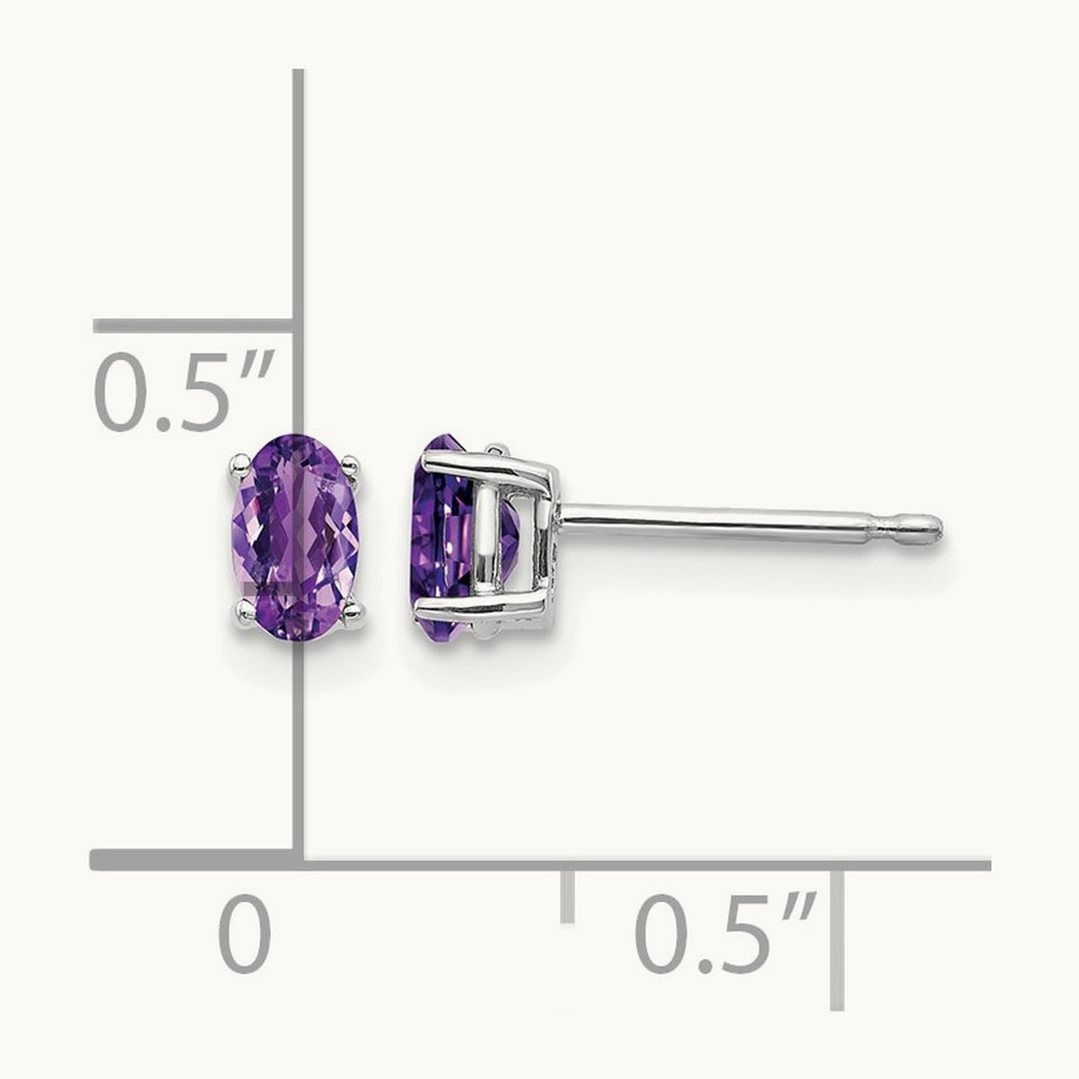 5x3mm Oval Amethyst Earrings, 14K White Gold