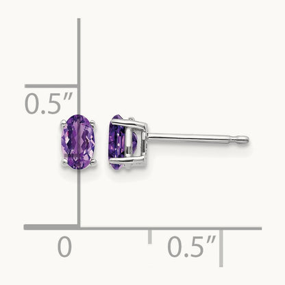 5x3mm Oval Amethyst Earrings, 14K White Gold