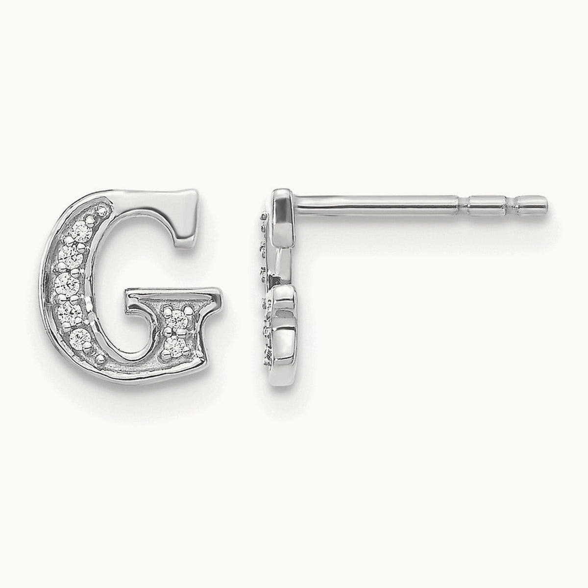 Diamond Earrings — 14K White Gold, 8mm, G