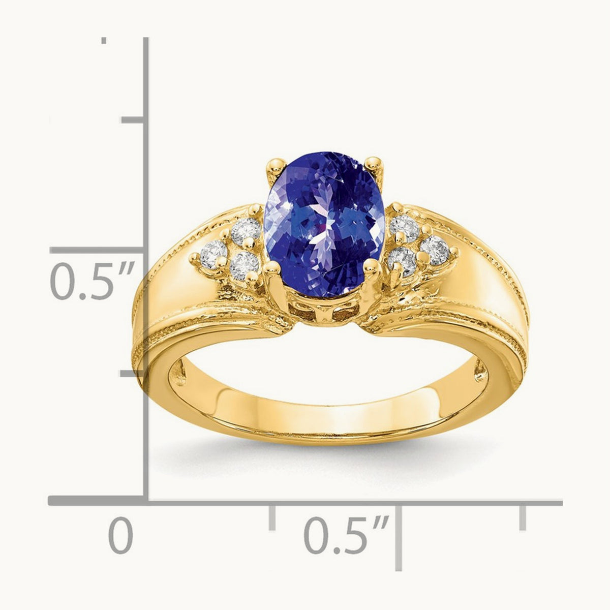 8x6mm Oval Tanzanite AA Diamond ring, 14K