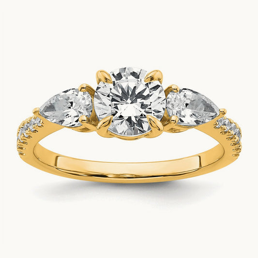 Round 3 Stone Engagement Ring, 1.50-2.25 ct tw Lab-Grown Diamond — 1 5/8 ct, 14K Yellow Gold