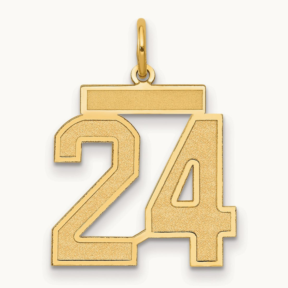 Medium Satin Number 24 Charm — 14K Yellow Gold