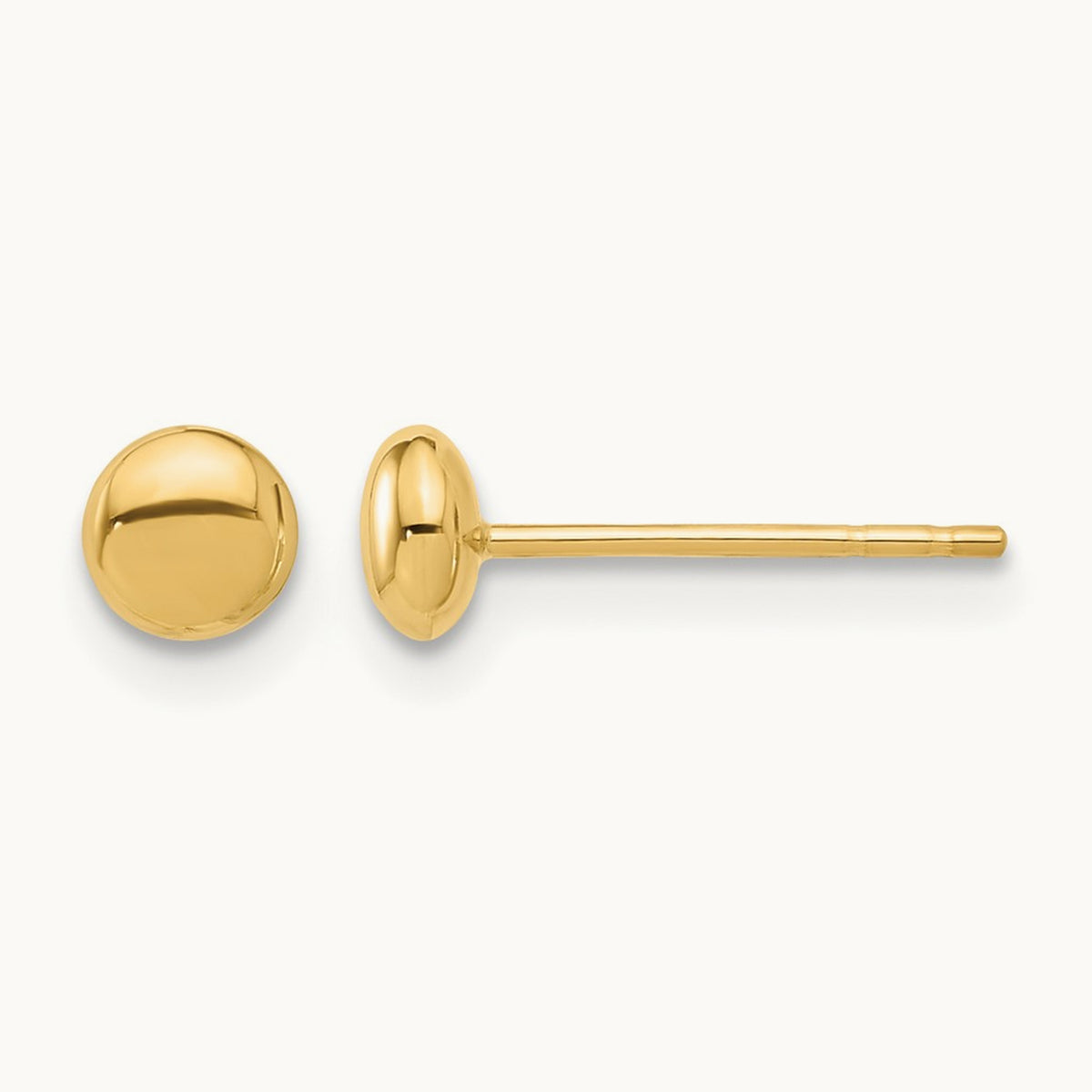 Polished Button Post Earrings — 14K Yellow Gold, 4.5mm