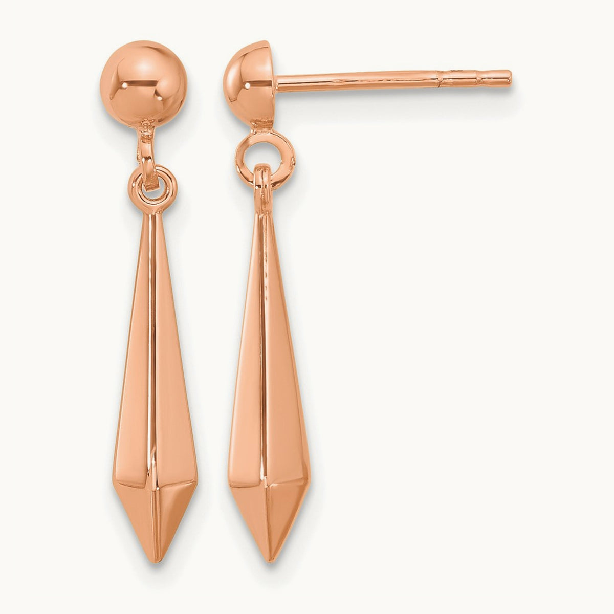 Polished Post Dangle Earrings — 14K Rose Gold