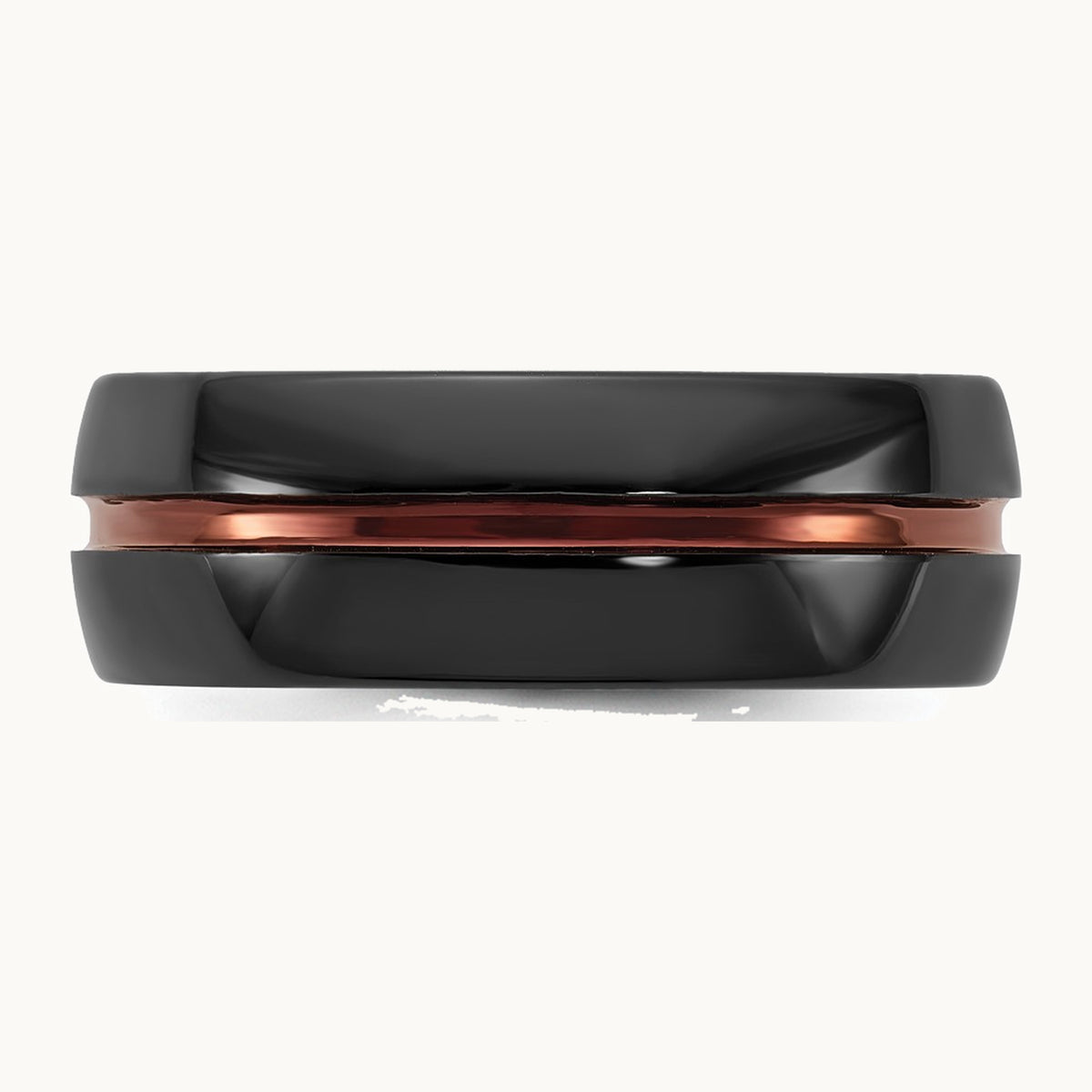 Ceramic Black Polished with Red IP-plated Center and Inside 8mm Band