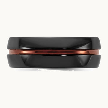 Ceramic Black Polished with Red IP-plated Center and Inside 8mm Band