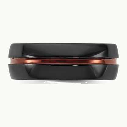 Ceramic Black Polished with Red IP-plated Center and Inside 8mm Band