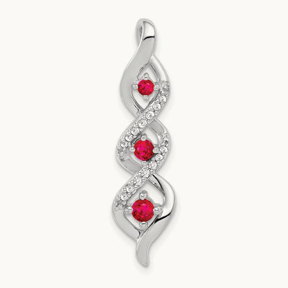 Created Ruby Twist Chain Slide Pendant, 0.07 ct tw Lab-Grown Diamond — 14K White Gold