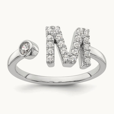 Initial M Adjustable Ring, 0.25 ct tw Lab-Grown Diamond