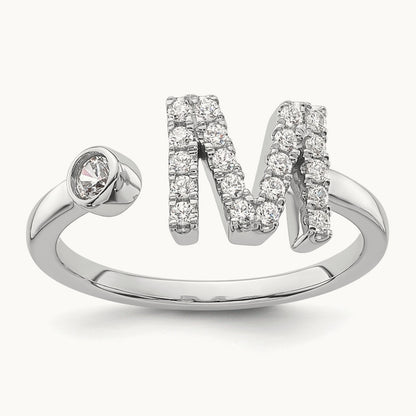 Initial M Adjustable Ring, 0.25 ct tw Lab-Grown Diamond
