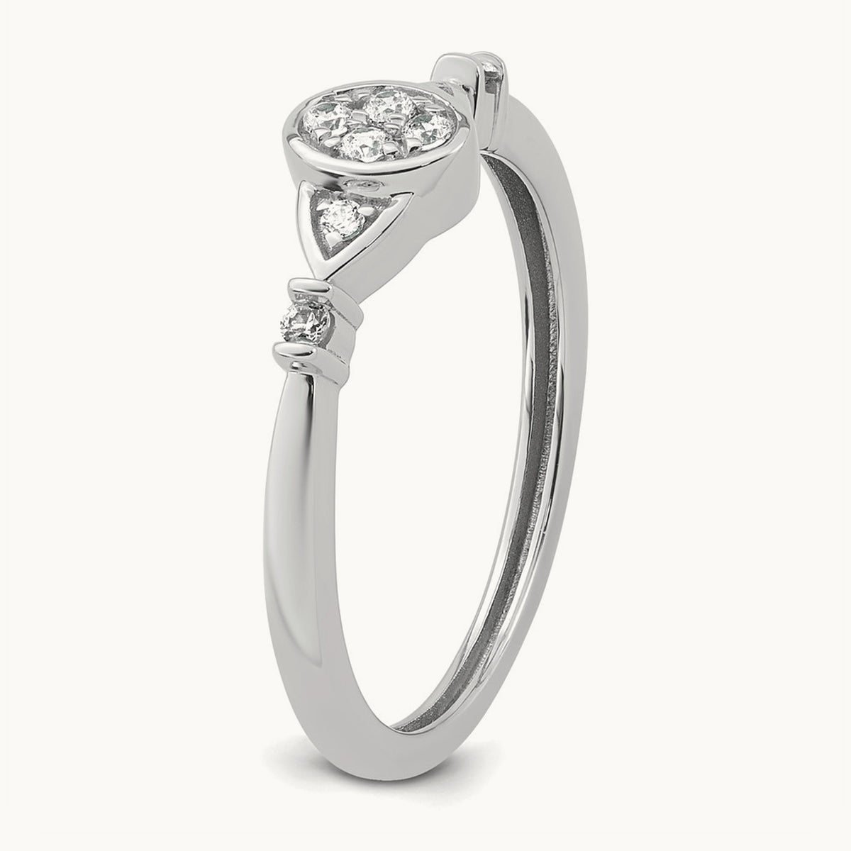 Complete Diamond Cluster Oval Engagement Ring — 14K White Gold