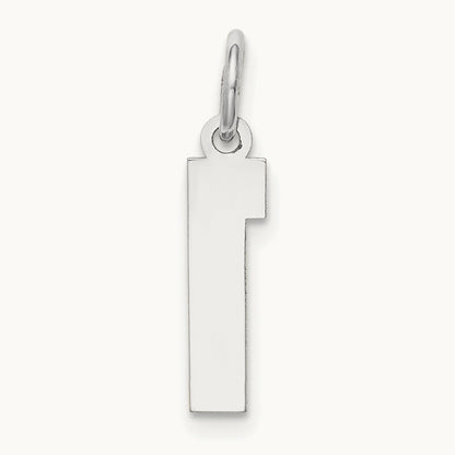Small Satin Number 1 Charm — 14K White Gold