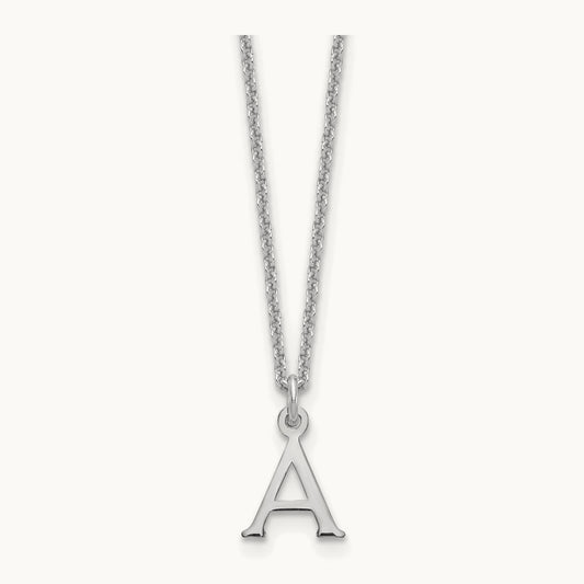 Cutout Initial Necklace — 14K White Gold, A
