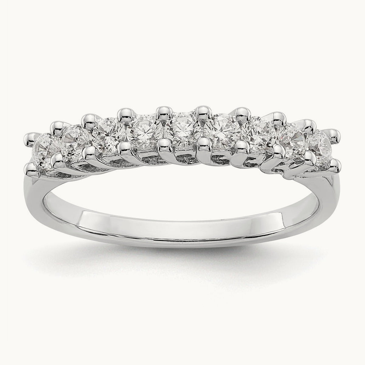 9-Stone Diamond Band, 14K White Gold