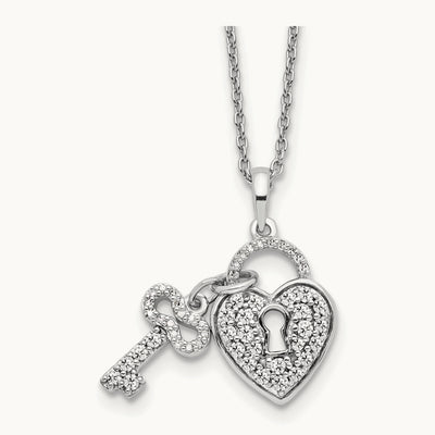 Heart Lock & Key Necklace, 0.50 ct tw Lab-Grown Diamond