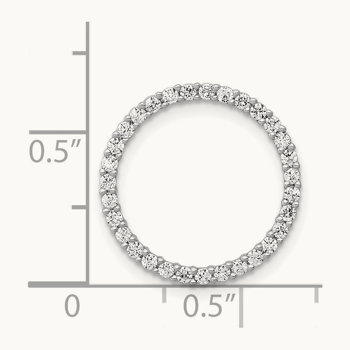Diamond Circle Chain Slide — 14K White Gold, 17mm, 0.372 ct