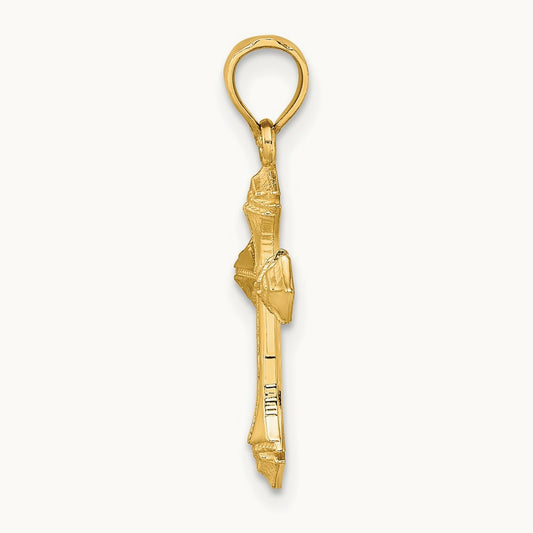 Textured w/ Arrow Ends Cross Charm, 14K