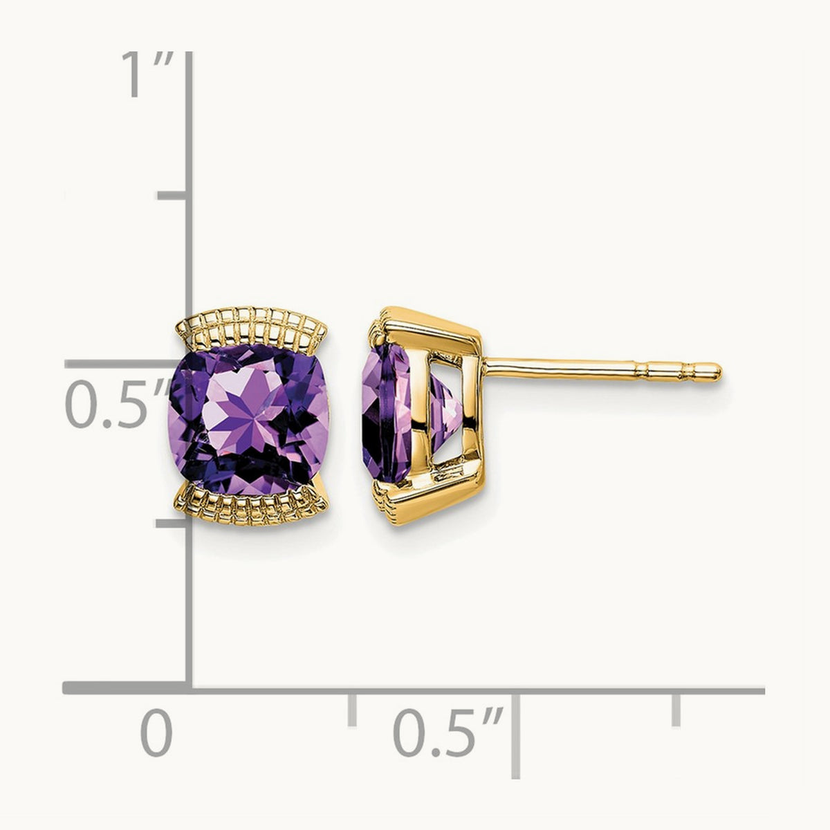 Amethyst Post Earrings, 14K