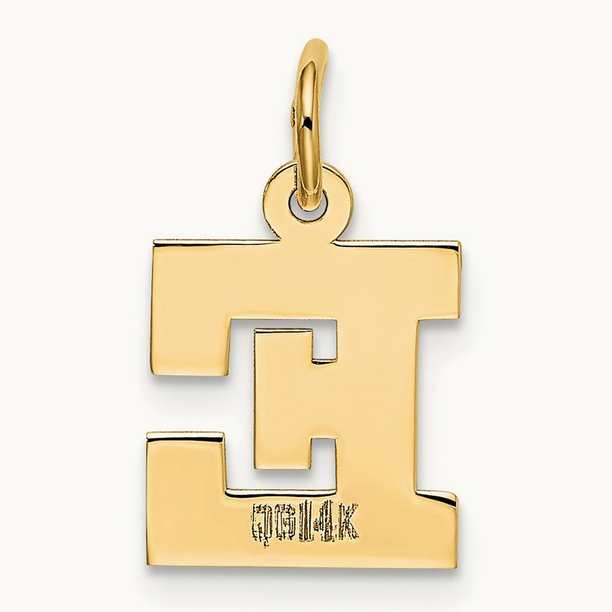 Small Block Initial Charm — 14K Yellow Gold, E